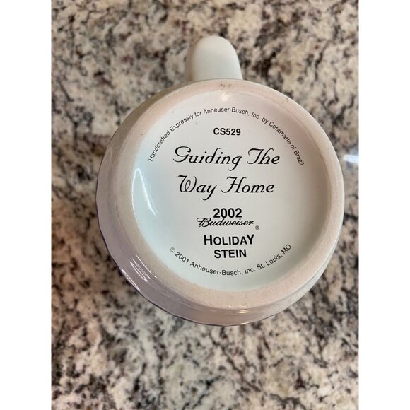 2002 Budweiser Holiday Stein Guiding the Way Home w/ COA & Box CS529 - Picture 6 of 7